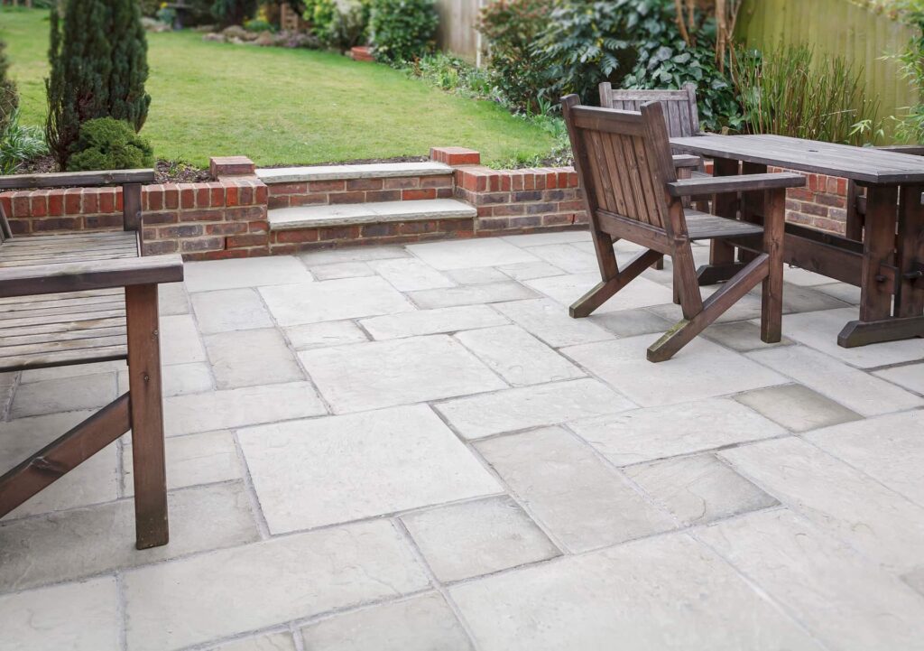 Natural stone patio installation Bedfordshire