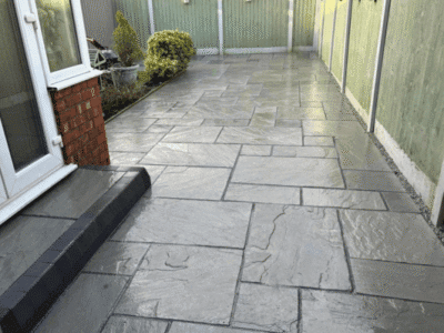 Natural sandstone paving